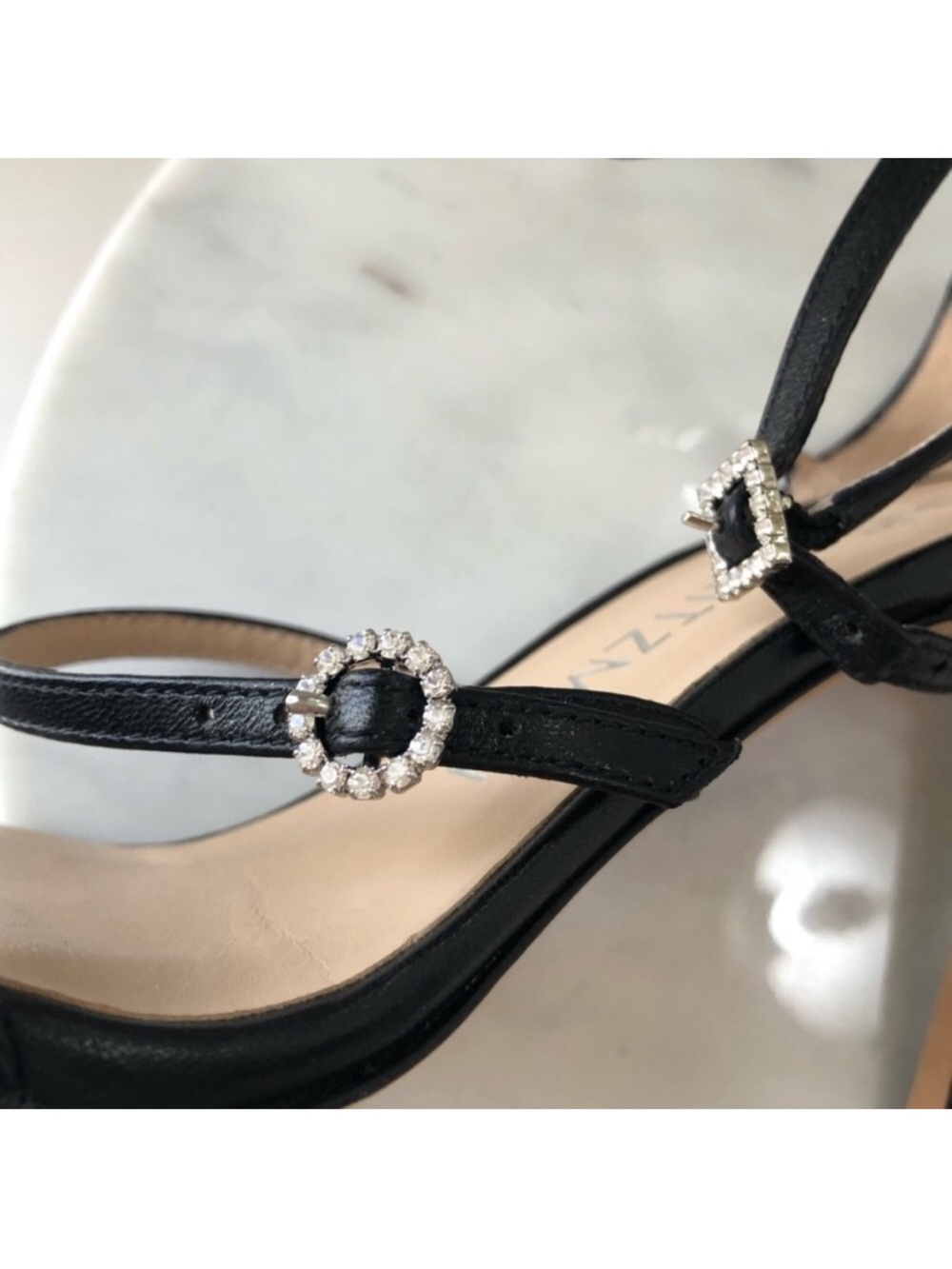 Stuart Weitzman Black Strappy Crystal-Accent Stiletto - Picture 16 of 16